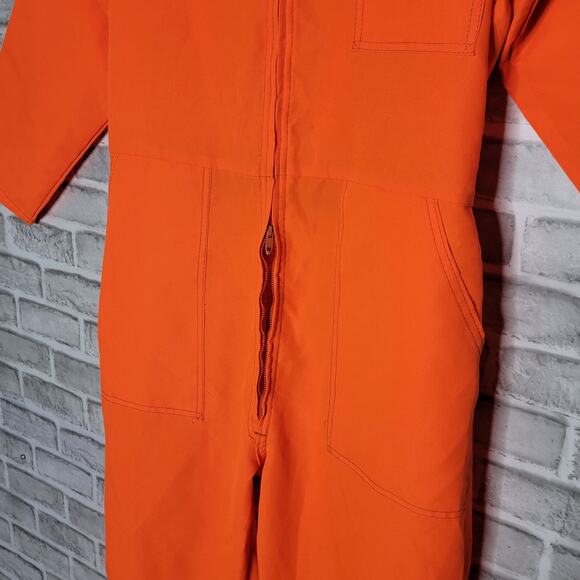Vintage Neon Orange Coveralls by American Field Sportswear, size Large - Picture 3 of 8